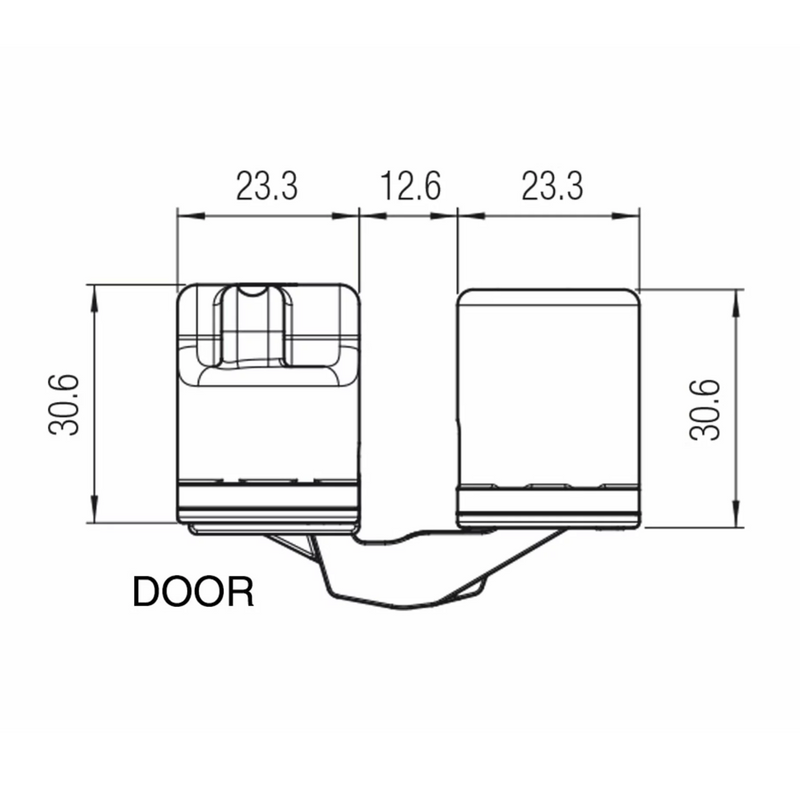 Bisagra oculta K6200 dorada de 23,3mm de ancho para puertas interiores enrasadas