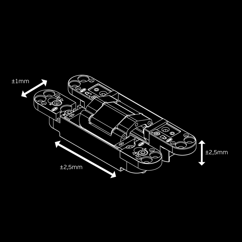 JNF hidden hinge model Coplan 175, 177mm high and 28mm wide, black finish