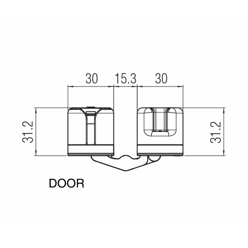 Concealed hinge K7080 satin chrome for flush doors up to 100kg