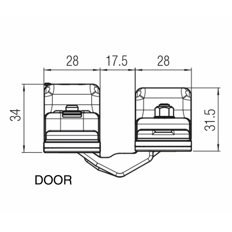 Bisagra oculta K8080 en cromo satinado para puertas rasantes de hasta 100kg