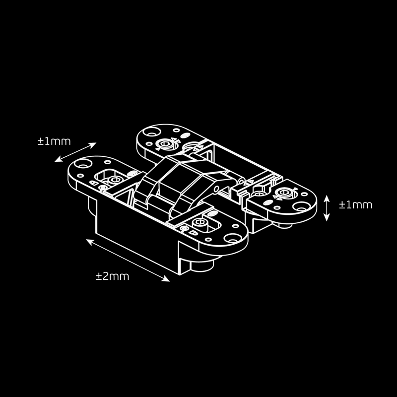 JNF hidden hinge model Coplan 120, 30mm wide, black finish