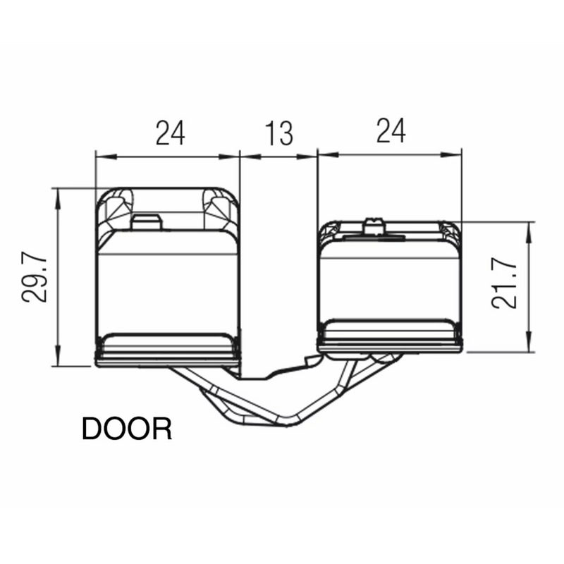 Atomika Slim K8060 concealed hinge in satin chrome for fire-resistant flush doors