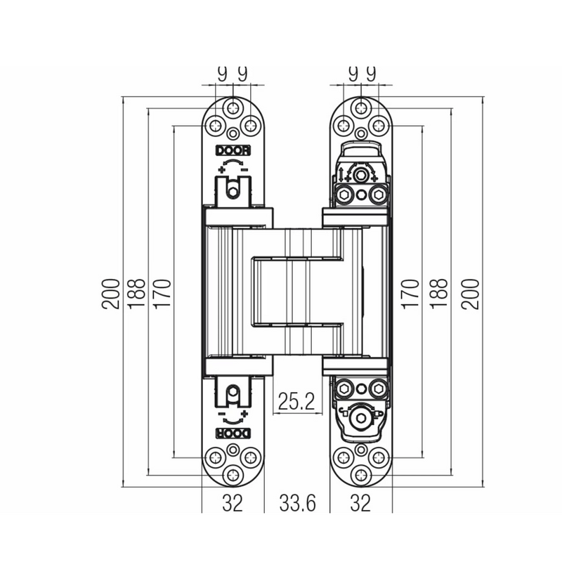 Bisagra oculta Kross K2810 cromada satinado para puerta y pared de hasta 100kg