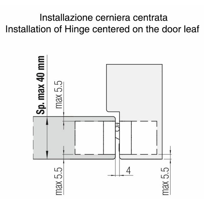 Kubica K6700 gold hidden hinge for flush doors up to 70kg