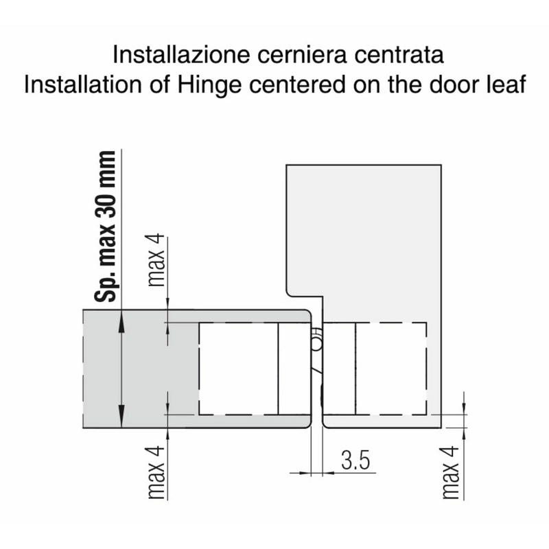 Concealed hinge K6400 matt chrome for flush interior doors and furniture