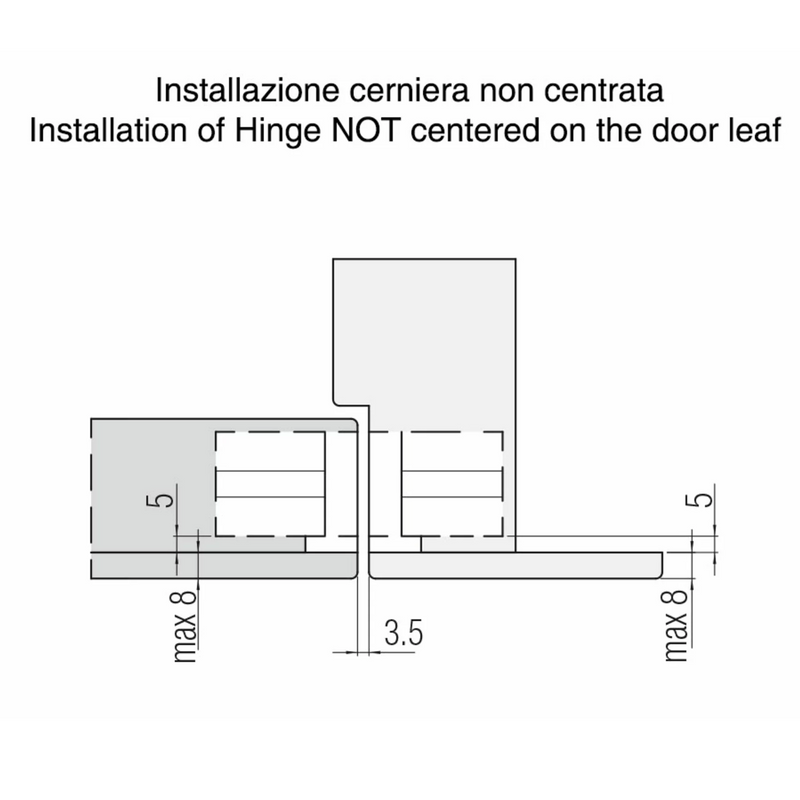 Bisagra oculta Kross K2810 cromada satinado para puerta y pared de hasta 100kg