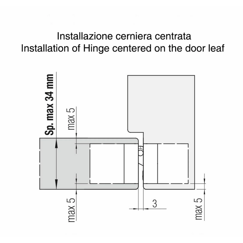 Concealed hinge K1019 black in zamak and POM C for flush interior doors