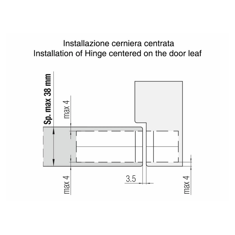 Twist K2000 chrome hidden hinge with automatic closing for 60kg doors