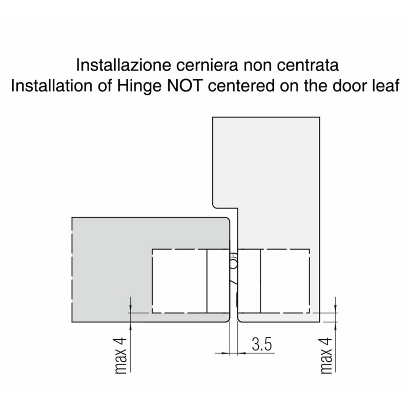 Concealed hinge K7080 satin chrome for flush doors up to 100kg