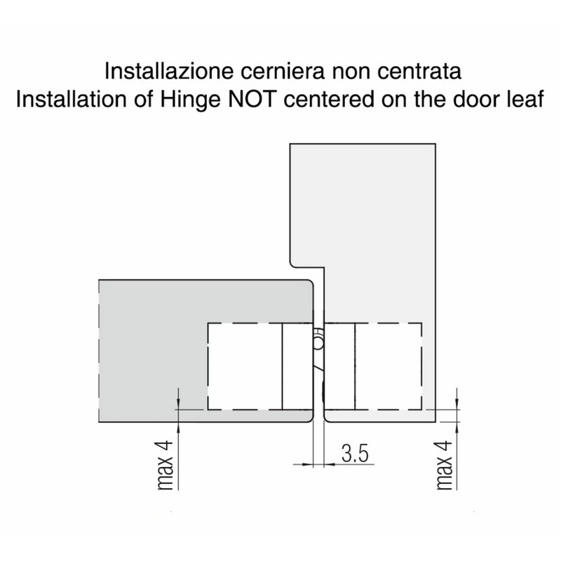 Concealed hinge K6400 matt chrome for flush interior doors and furniture