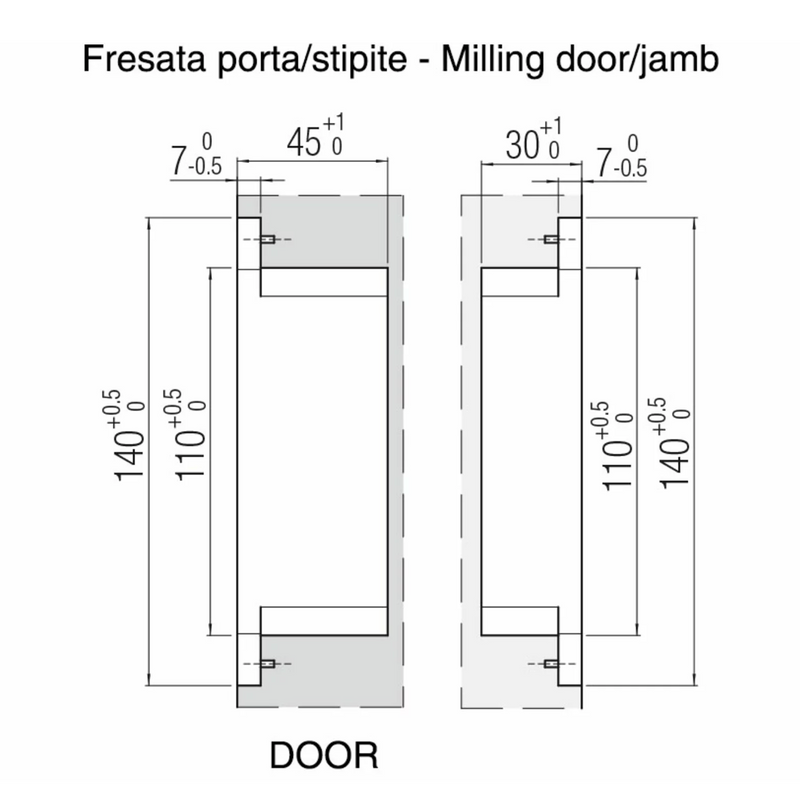 Dobradiça oculta K3000 cromado acetinado para portas com dobradiças externas