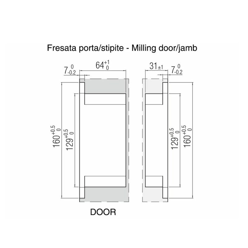 Dobradiça oculta cromada Twist K2000 com fecho automático para portas de 60kg