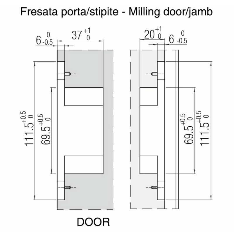 Bisagra oculta Kubica K6700 dorada para puertas rasantes de hasta 70kg