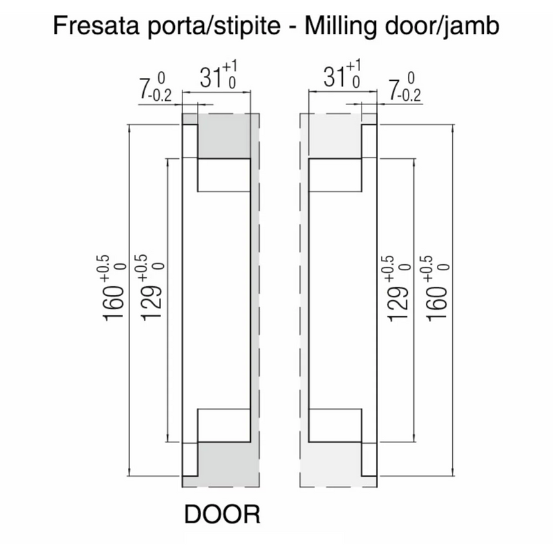 Hidden hinge K7080 gold for flush doors up to 100kg