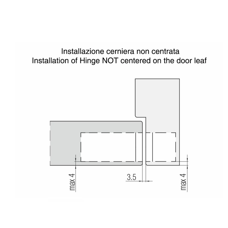 Bisagra oculta Twist K2000 cromada con cierre automático para puertas de 60kg