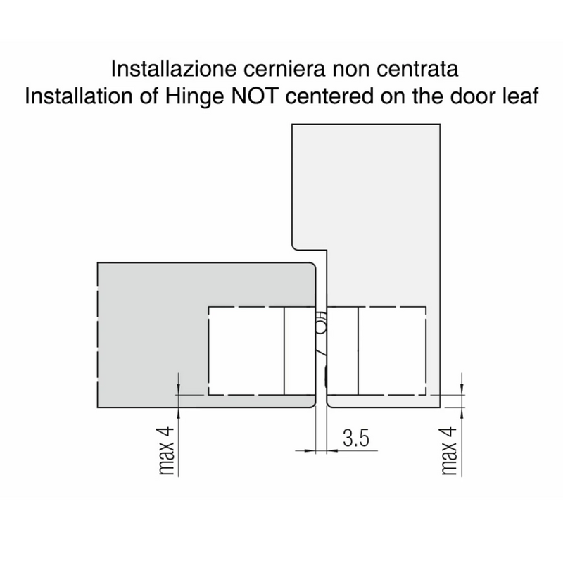 Concealed hinge K8080 in satin chrome for flush doors up to 100kg