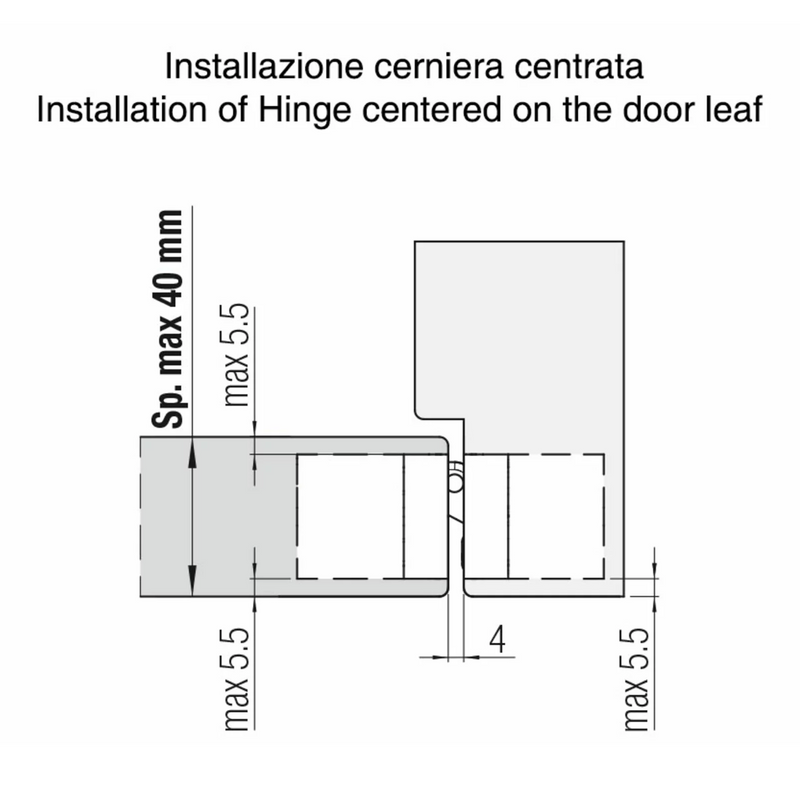 Kubica K6700 gold hidden hinge for flush doors up to 70kg