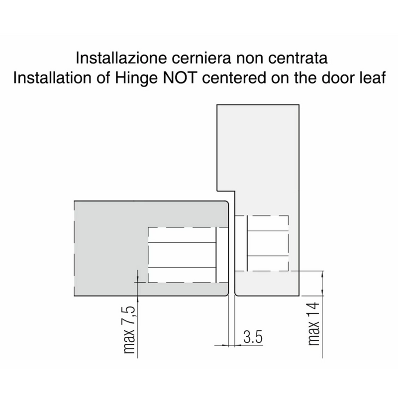 Concealed hinge K3000 satin chrome for doors with external hinges