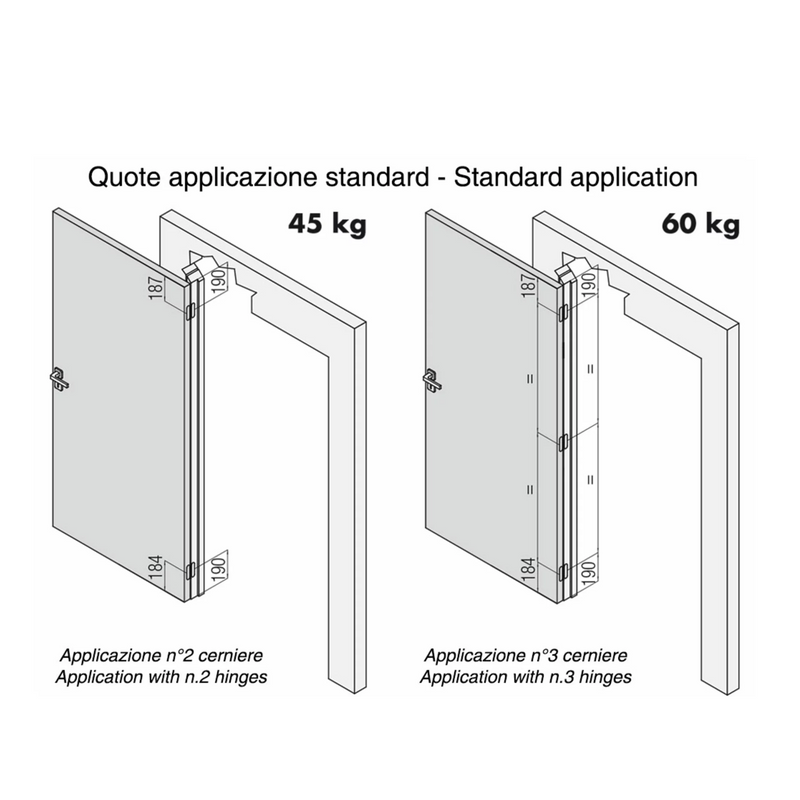 Concealed hinge K6200 gloss chrome 23.3mm wide for flush interior doors