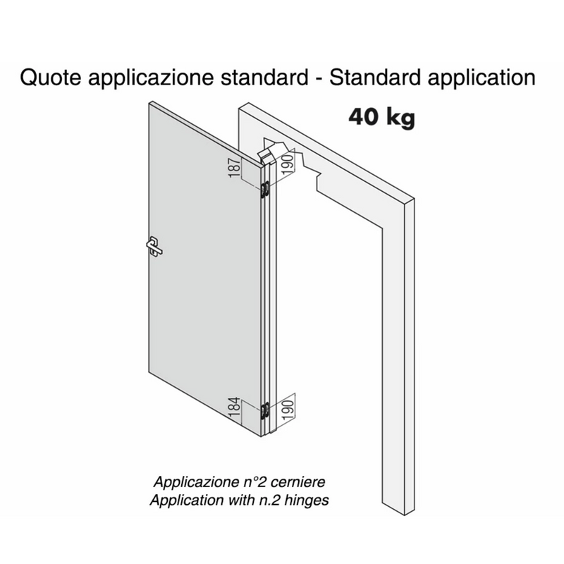 Concealed hinge K1019 satin chrome zamak and POM C for flush interior doors