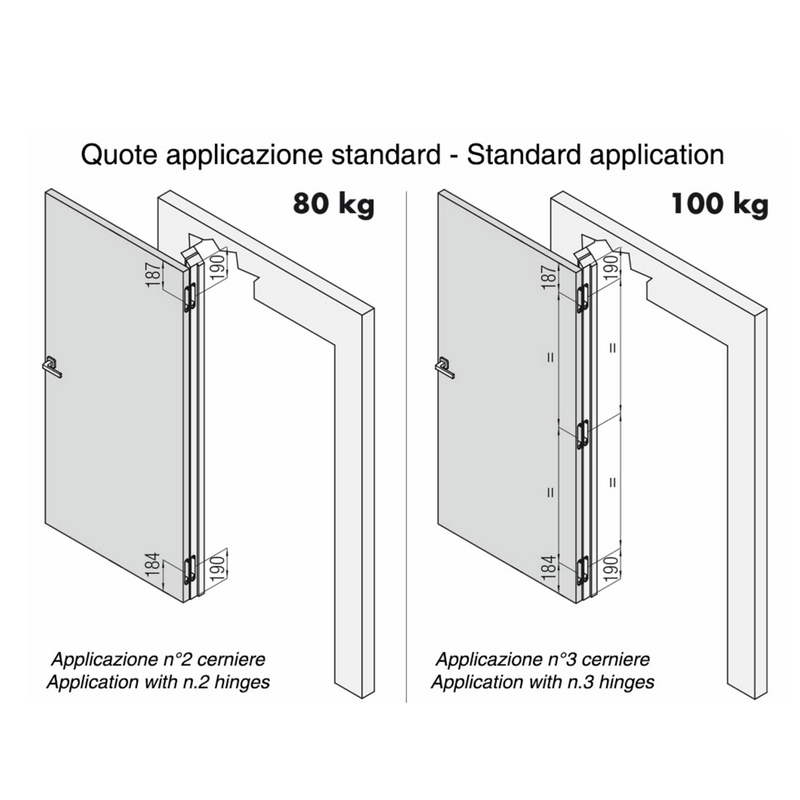 Dobradiça oculta K7080 ouro para portas embutidas até 100kg