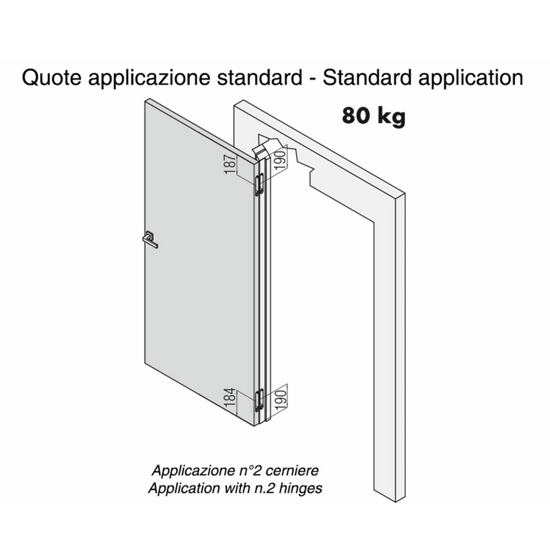 Invisible hinge K5080 satin chrome up to 80kg fire resistant