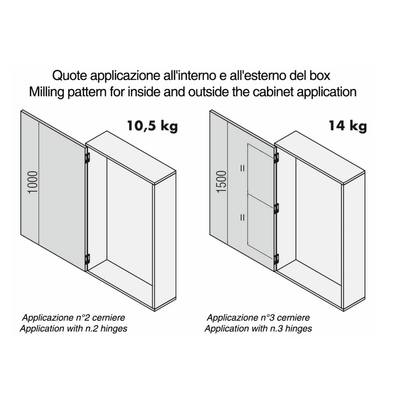 Dobradiça oculta Kubikina K6100 com acabamento preto para móveis e armários