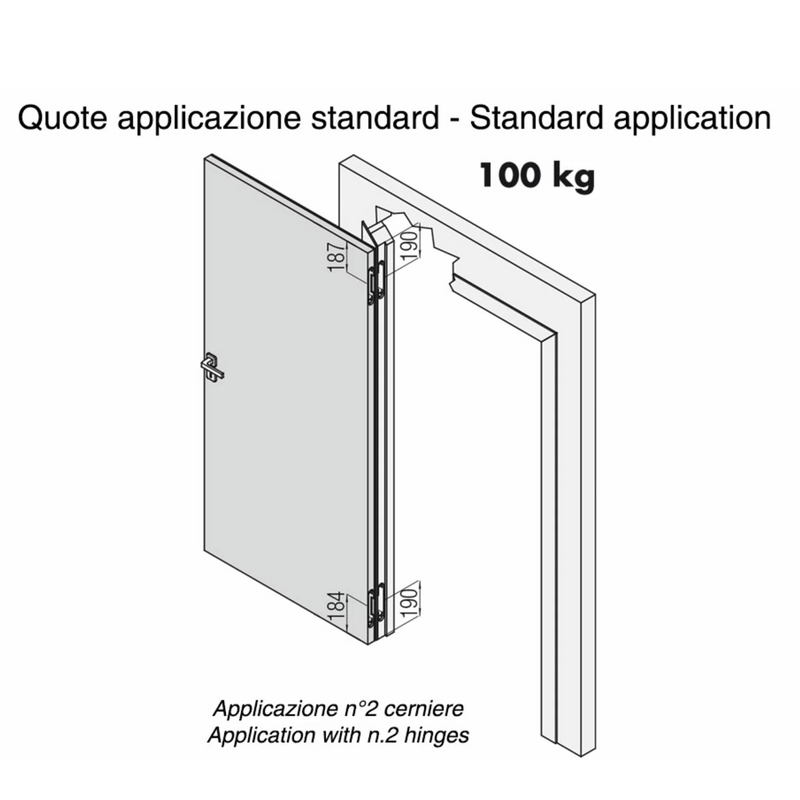 Bisagra oculta Kross K2810 cromada satinado para puerta y pared de hasta 100kg