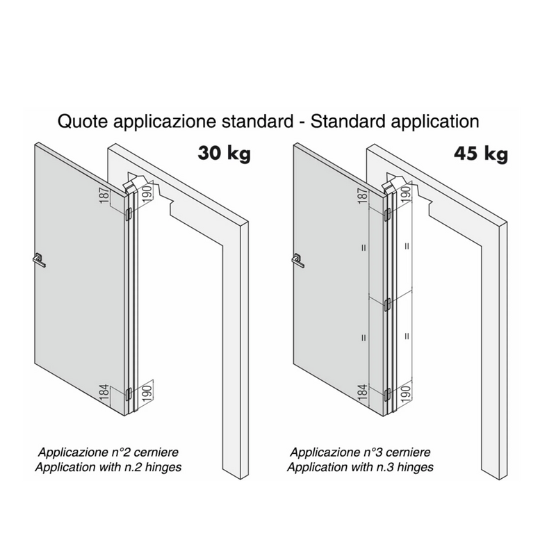 Dobradiça oculta K6400 cromado mate para portas interiores e móveis nivelados