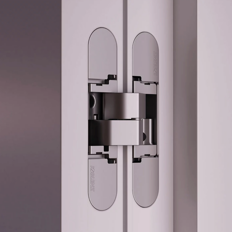 Concealed hinge K1019 satin chrome zamak and POM C for flush interior doors