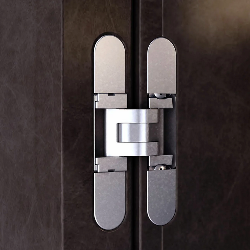 Kubikina K6100 hidden hinge in satin chrome finish for furniture and cabinets