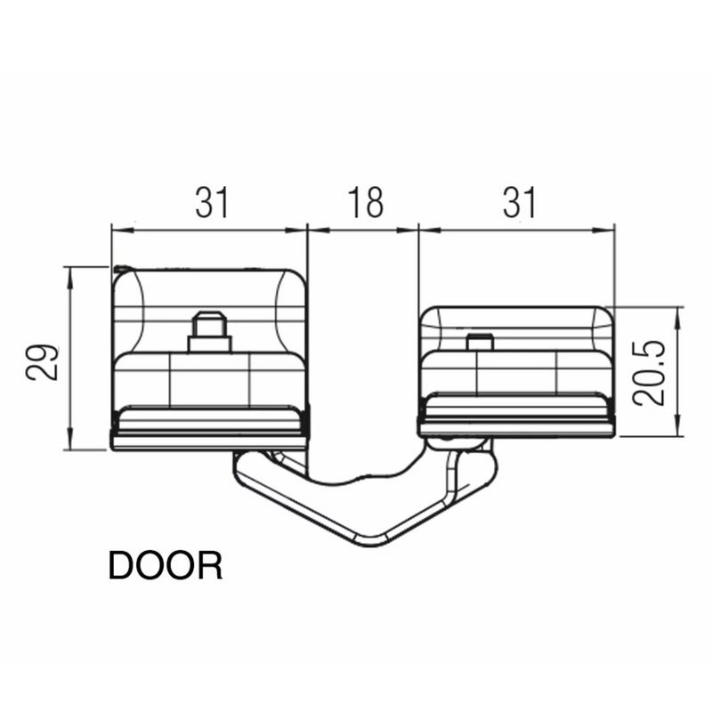 Dobradiça oculta K8000 31 mm de largura preta para portas embutidas