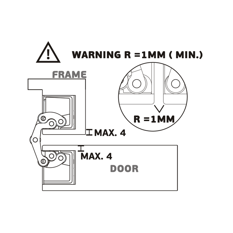 JNF hidden hinge model Coplan 175, 177mm high and 28mm wide, black finish