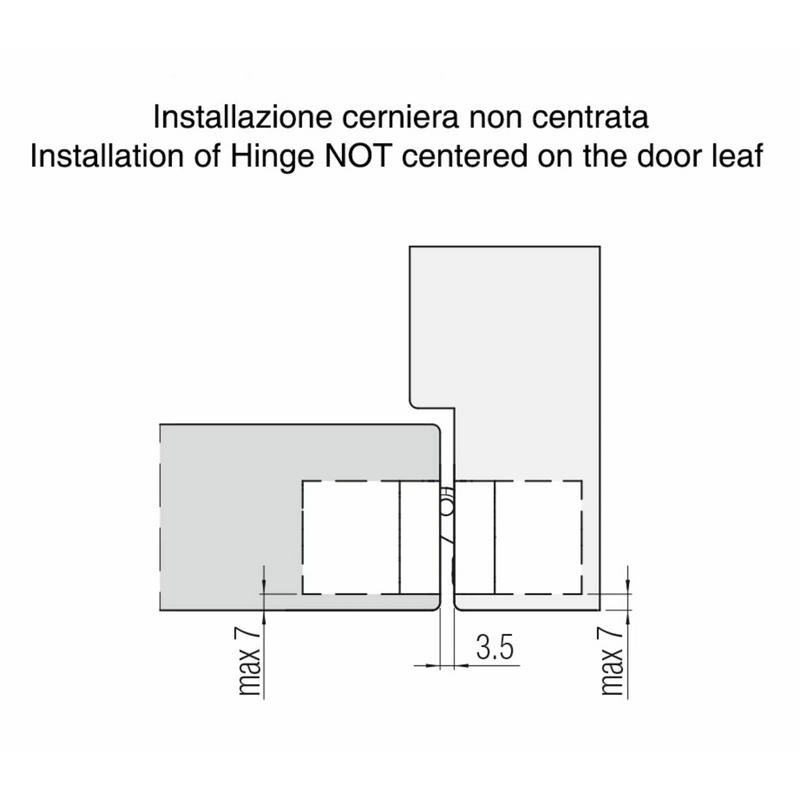 Concealed hinge K8000 31mm wide black for flush doors