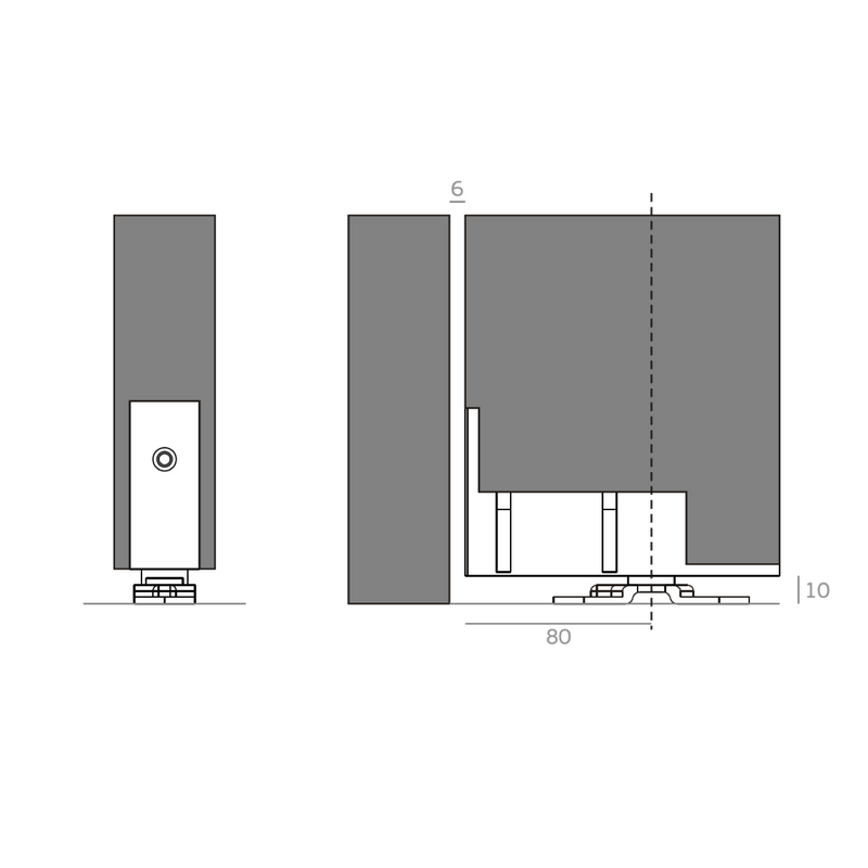 Bisagra pivotante inferior de muelle con ajuste de peso para puertas de hasta 45kg