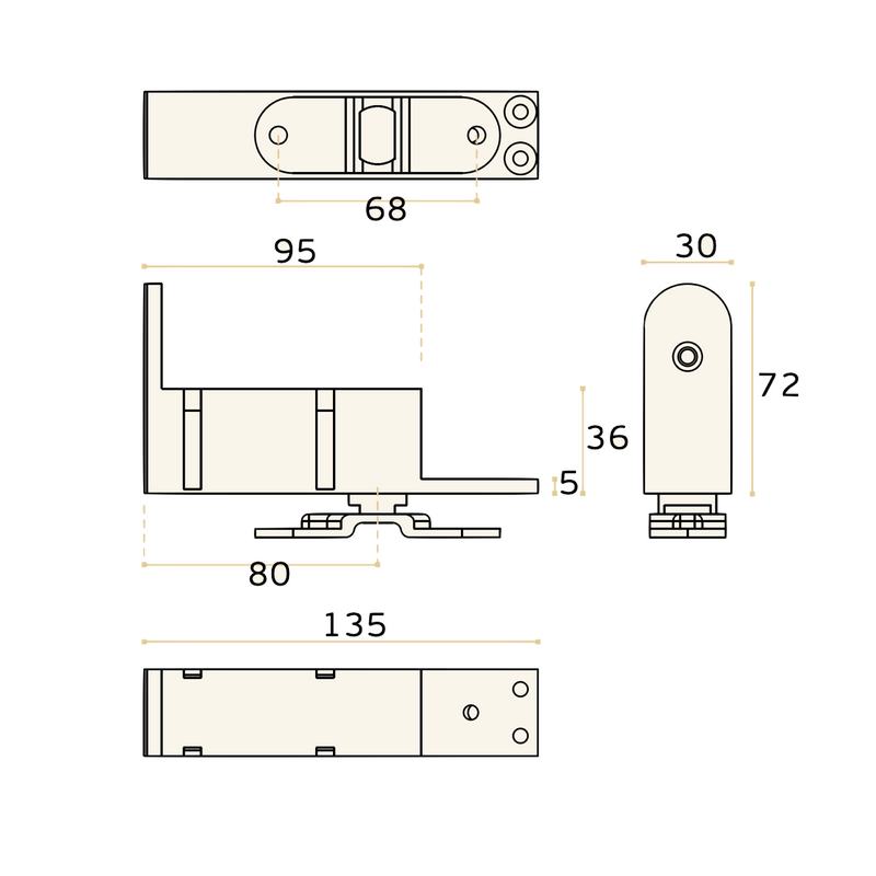 Bisagra pivotante inferior de muelle con ajuste de peso para puertas de hasta 45kg