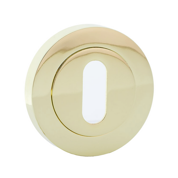 Bocallave roseta redonda oval en acabado dorado brillo para puertas