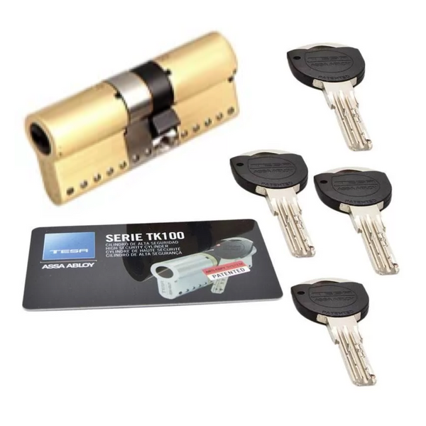 Tesa TK100 long cam cylinder 30x40 brass-plated for maximum security