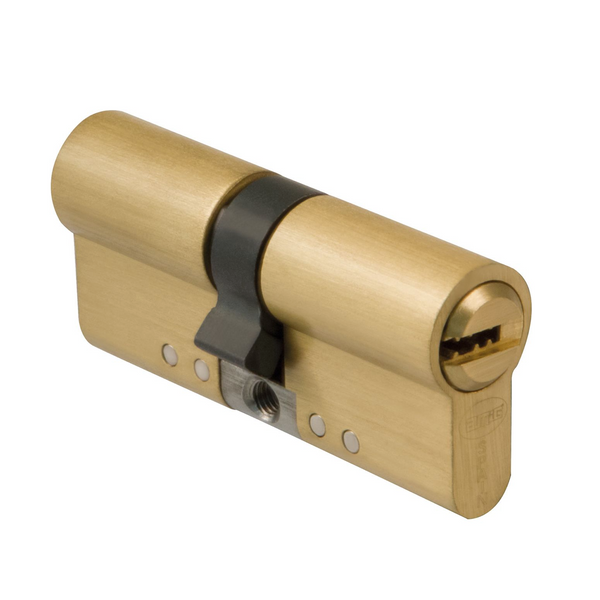 High security double clutch brass cylinder in gold finish 40x40 with 5 point keys