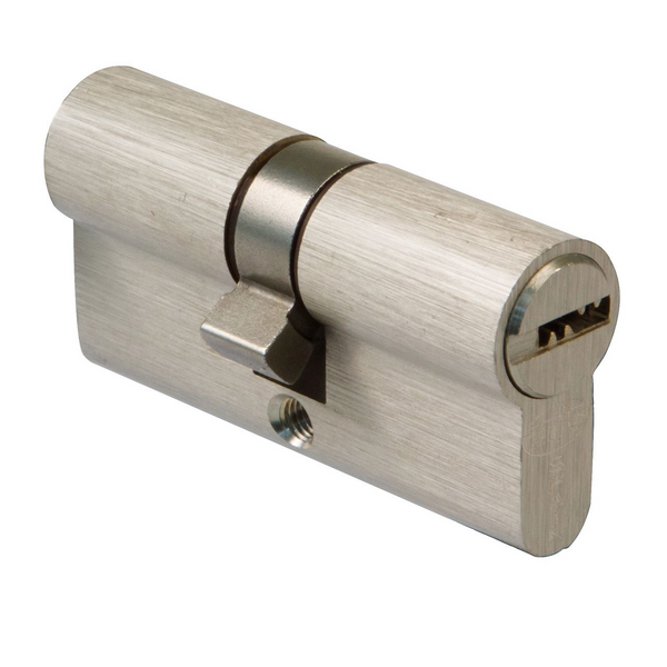 Brass simple clutch safety pear cylinder in nickel-plated finish 40x40 with 5 point keys