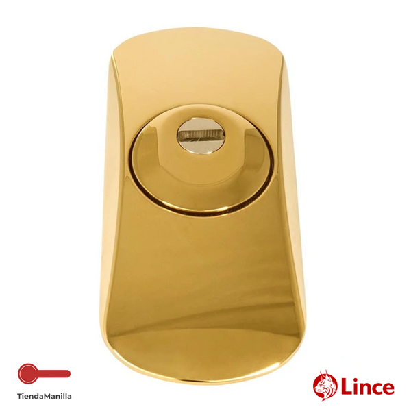 Escudo de seguridad LINCE SQDO de acero dorado brillo con placa para cilindros