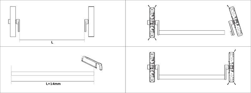 Two-point stainless steel reversible JNF overlay anti-panic lock for passive doors