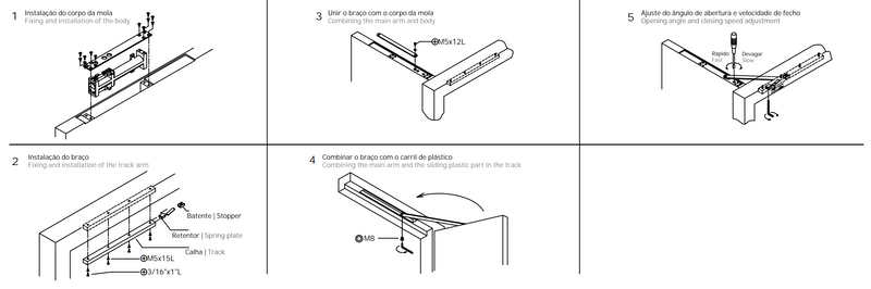 Hydraulic mortise door closer ML.21.801 for swing doors with anti-vandal arm