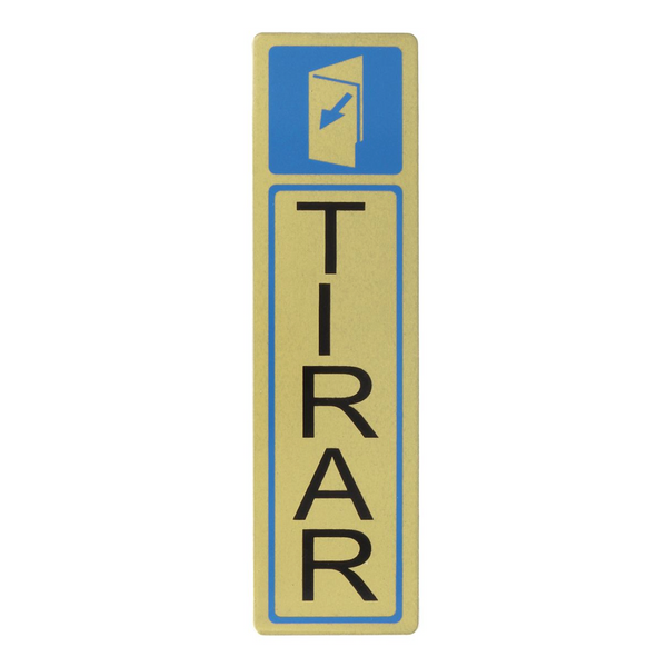 Cartel adhesivo de señalización de tirar vertical rectangular fabricado en aluminio dorado