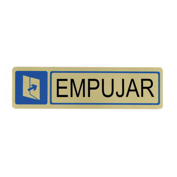 Cartel adhesivo de empujar puerta rectangular en aluminio dorado