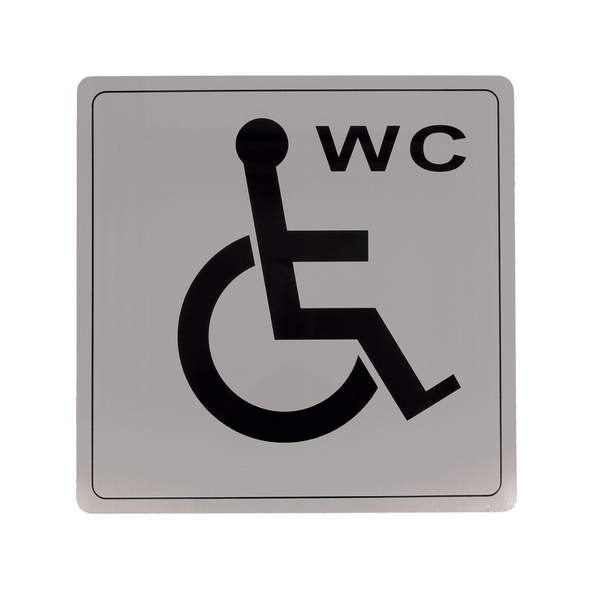 Square adhesive identification sign for disabled bathrooms in stainless steel 140x140mm