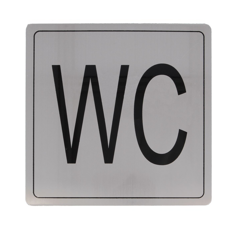 Cartel identificativo cuadrado adhesivo de WC en acero inoxidable