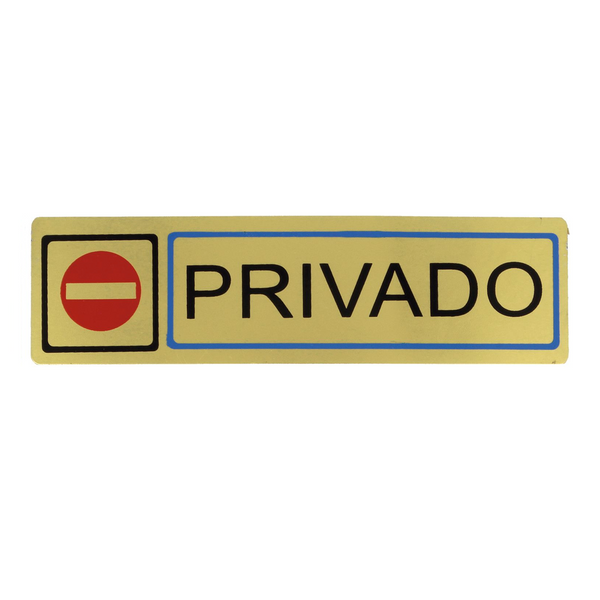 Cartel adhesivo de privado rectangular en aluminio color dorado