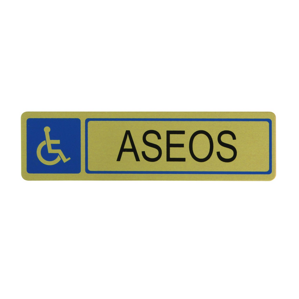 Rectangular disabled toilet signage adhesive sign made of gold aluminum