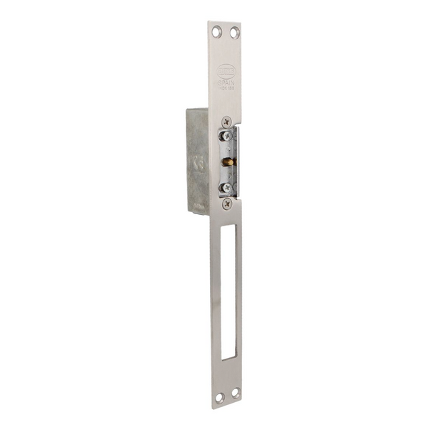 Cerradura eléctrica inoxidable para puertas metálicas con cerradero regulable sin inhibidor